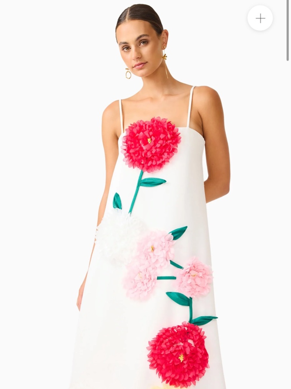 Elliatt White Maxi Dress with Red, Pink and Yellow Floral Appliqués - Picture 3 of 5